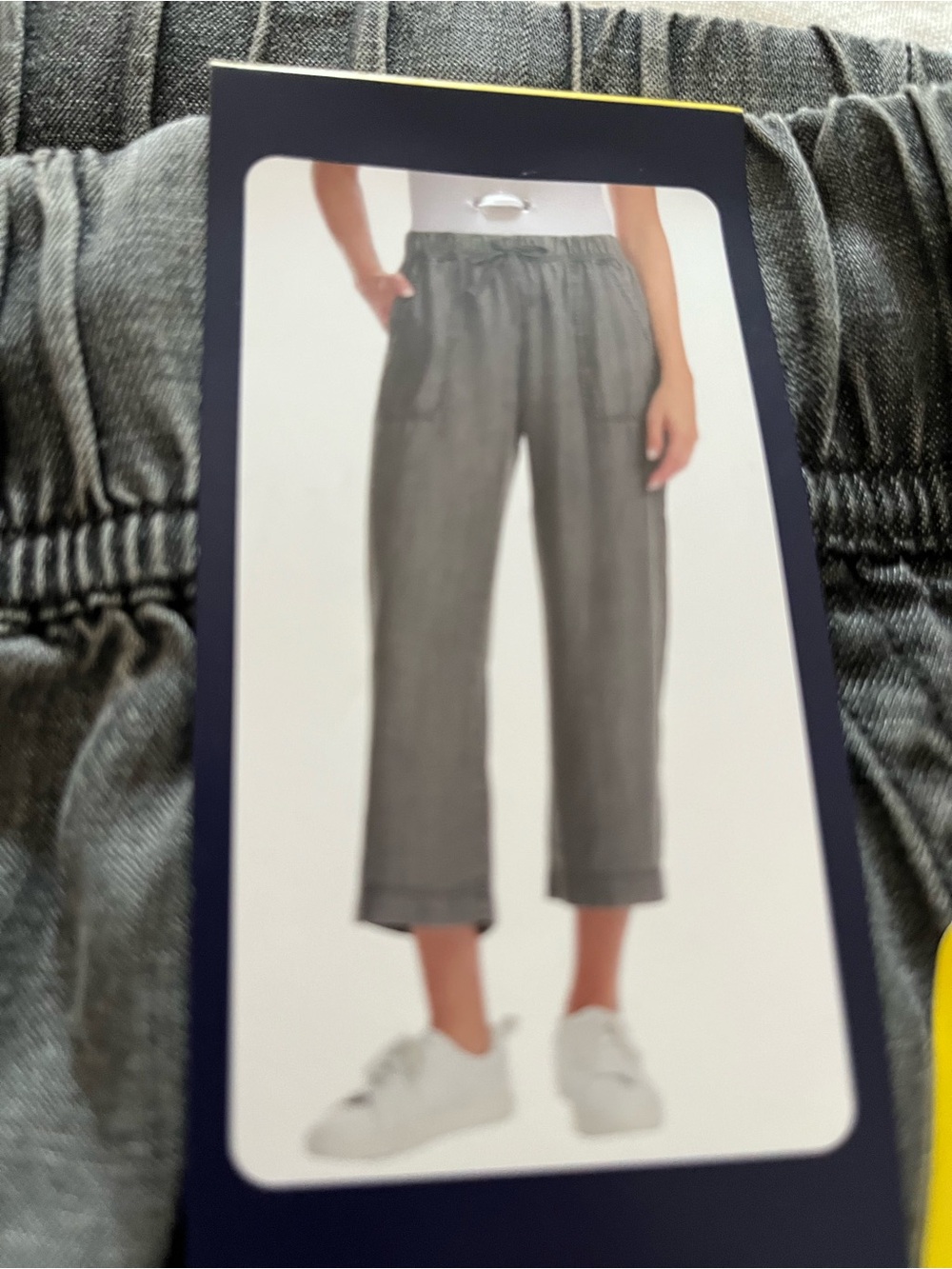 Splendid Cropped Elastic-Waist Pants in Gray